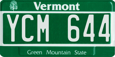 VT license plate YCM644