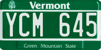 VT license plate YCM645