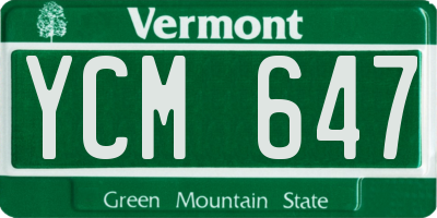 VT license plate YCM647