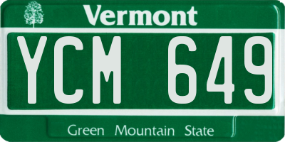 VT license plate YCM649