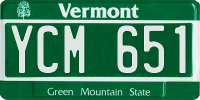 VT license plate YCM651