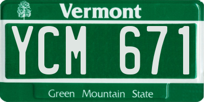 VT license plate YCM671