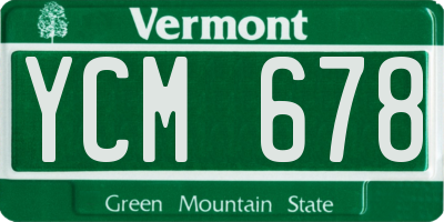 VT license plate YCM678