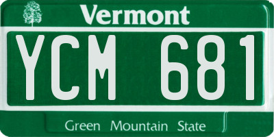 VT license plate YCM681