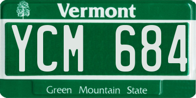 VT license plate YCM684