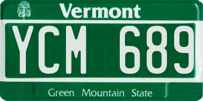 VT license plate YCM689