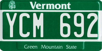 VT license plate YCM692