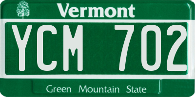 VT license plate YCM702