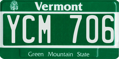 VT license plate YCM706