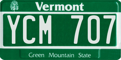 VT license plate YCM707