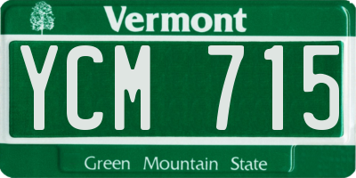 VT license plate YCM715