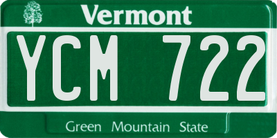 VT license plate YCM722