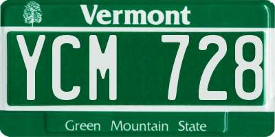 VT license plate YCM728