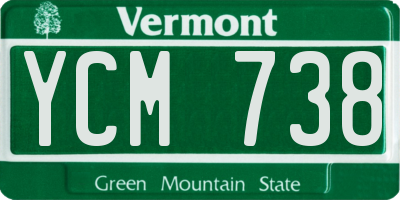 VT license plate YCM738