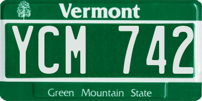 VT license plate YCM742