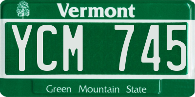 VT license plate YCM745