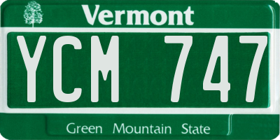 VT license plate YCM747