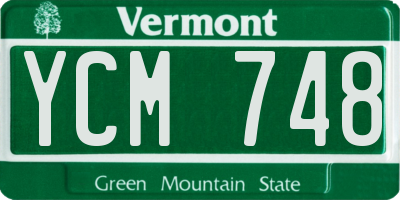 VT license plate YCM748
