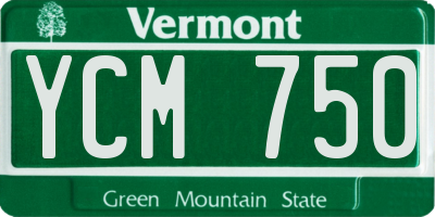 VT license plate YCM750