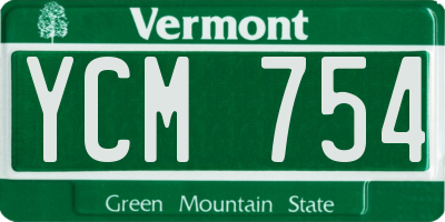 VT license plate YCM754