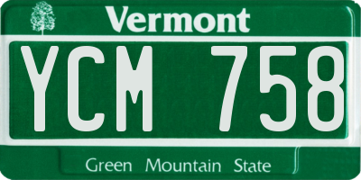 VT license plate YCM758