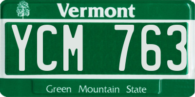 VT license plate YCM763
