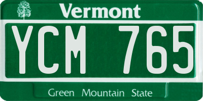 VT license plate YCM765