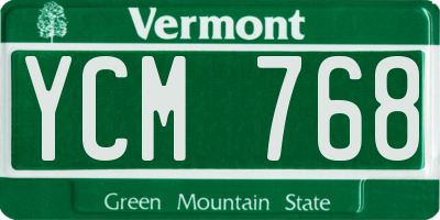 VT license plate YCM768