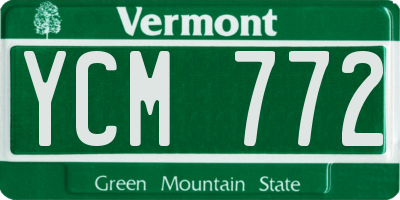 VT license plate YCM772