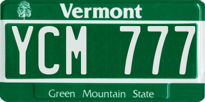 VT license plate YCM777