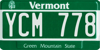 VT license plate YCM778