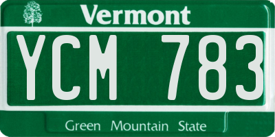 VT license plate YCM783