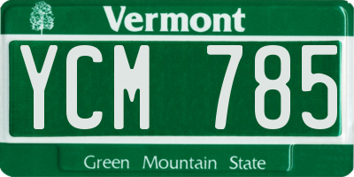 VT license plate YCM785
