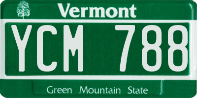 VT license plate YCM788