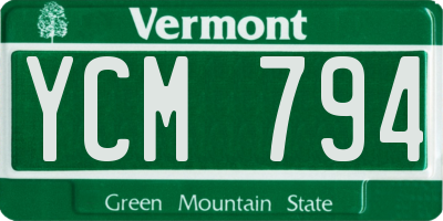 VT license plate YCM794