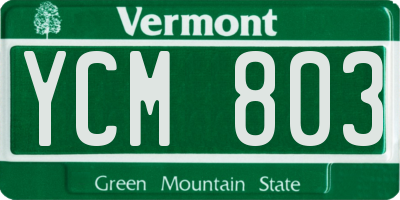 VT license plate YCM803