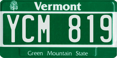 VT license plate YCM819