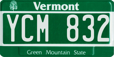 VT license plate YCM832