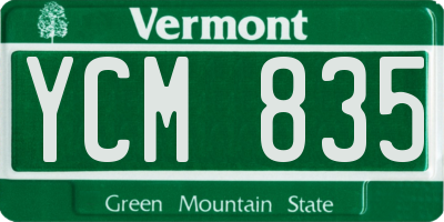 VT license plate YCM835