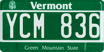 VT license plate YCM836