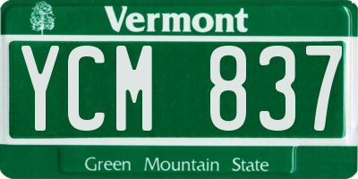 VT license plate YCM837