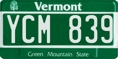 VT license plate YCM839