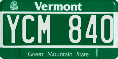 VT license plate YCM840