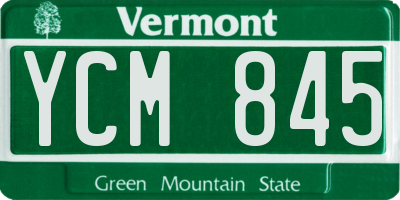VT license plate YCM845