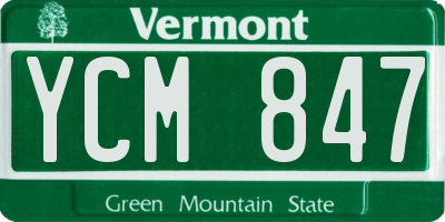 VT license plate YCM847