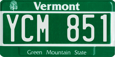 VT license plate YCM851