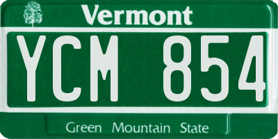 VT license plate YCM854