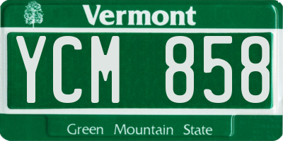 VT license plate YCM858