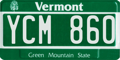 VT license plate YCM860