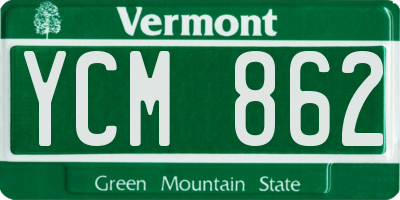 VT license plate YCM862